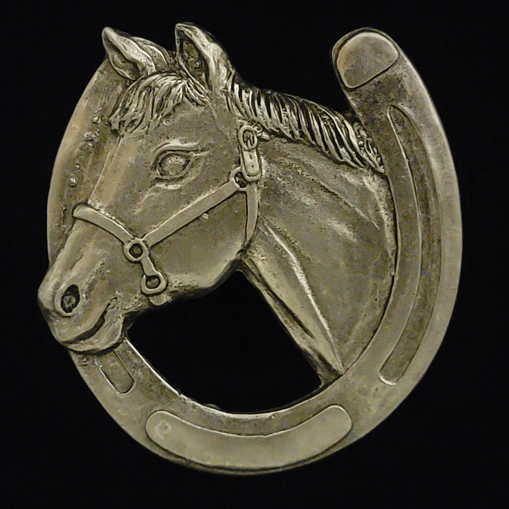 Horse Head with Horseshoe - Brass